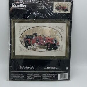 Bucilla Cross Stitch Kit #43201 "Fire Engine" Dalmation 14.25" x‎ 9.25" NEW